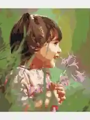 Картина  по номерам на холсте с подрамником 50x40 "Малышка с цветами"