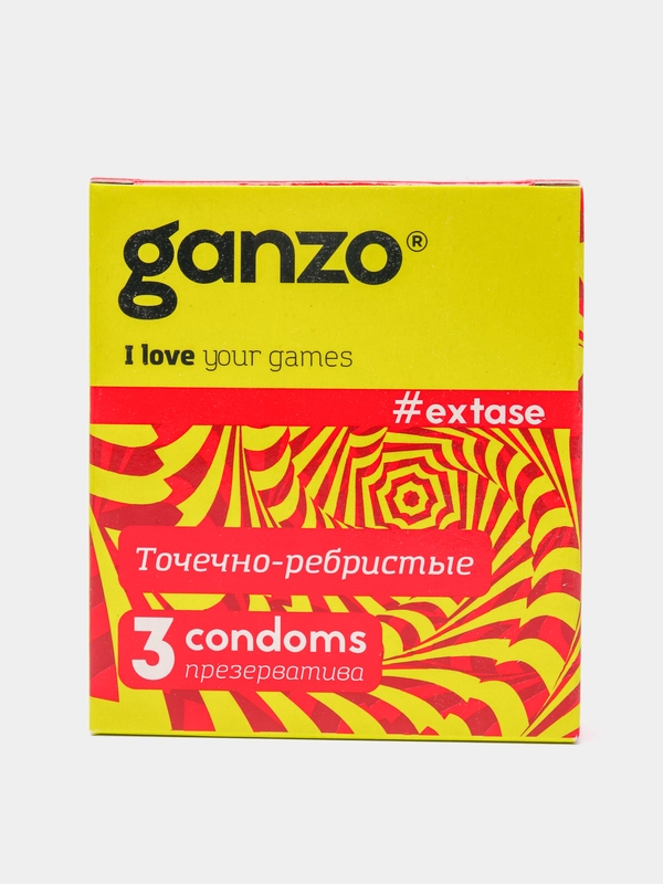 Презервативы Ganzo Extase, точечно-ребристые, 3 штуки