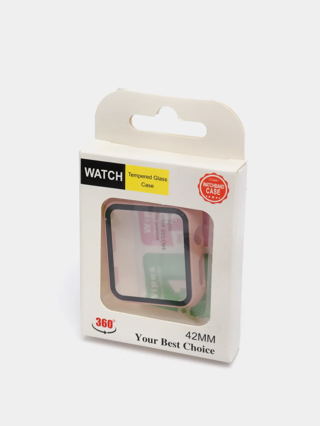 Бежевый бампер накладка чехол на корпус часов со стеклом Apple Watch (Эпл вотч) 42 mm