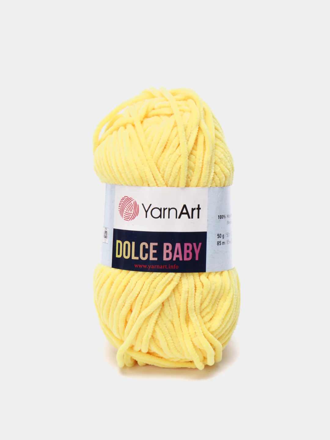 Желтый пряжа плюшевая YarnArt "Dolce Baby", 100% микрополиэстер, 50 г, 85 м