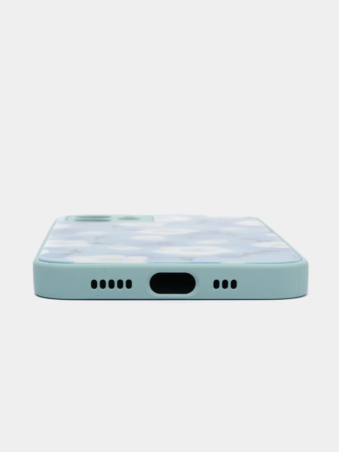 Голубой чехол iPhone 12 с принтом