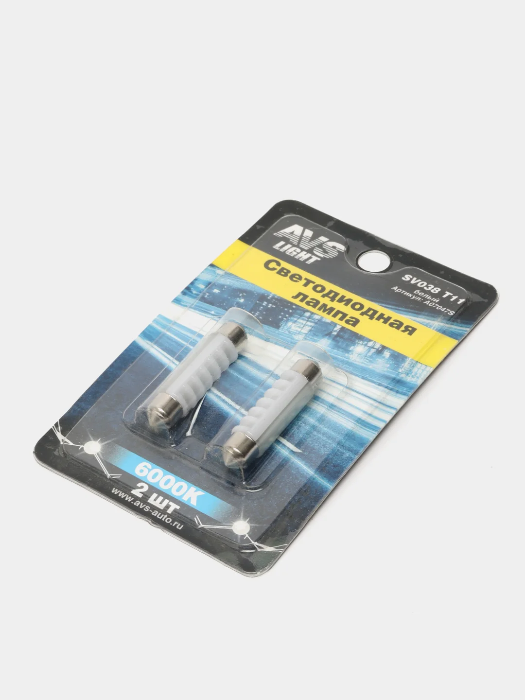 Лампа светодиодная LED T11/белый/ (SV8,5) 8SMD 2835, 42 мм, блистер 2 шт