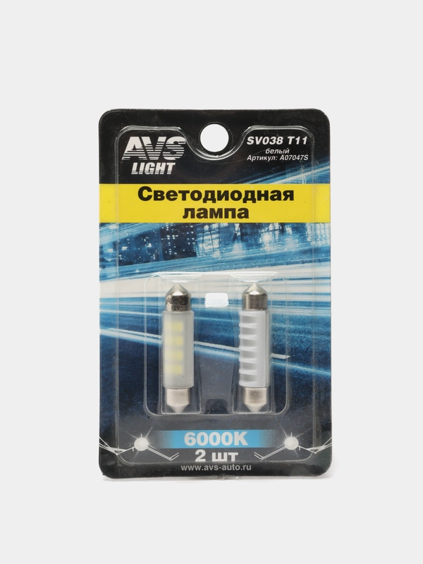 Лампа светодиодная LED T11/белый/ (SV8,5) 8SMD 2835, 42 мм, блистер 2 шт