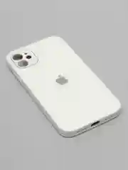 Молочный силиконовый чехол для iPhone 11, со стеклянной панелью и защитой для камеры