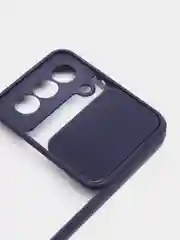 Темно-синий чехол для Samsung Galaxy S21, Самсунг Галакси С21  пластиковый прозрачный с защитой камеры
