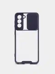 Темно-синий чехол для Samsung Galaxy S21, Самсунг Галакси С21  пластиковый прозрачный с защитой камеры