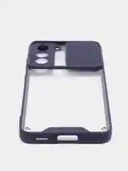 Темно-синий чехол для Samsung Galaxy S21, Самсунг Галакси С21  пластиковый прозрачный с защитой камеры