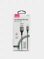 Серый кабель Olmio Basic lightning для iPhone (Айфон), c быстрой зарядкой, 1,2 м