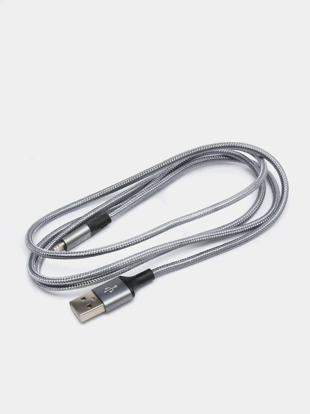 Серый кабель Olmio Basic lightning для iPhone (Айфон), c быстрой зарядкой, 1,2 м