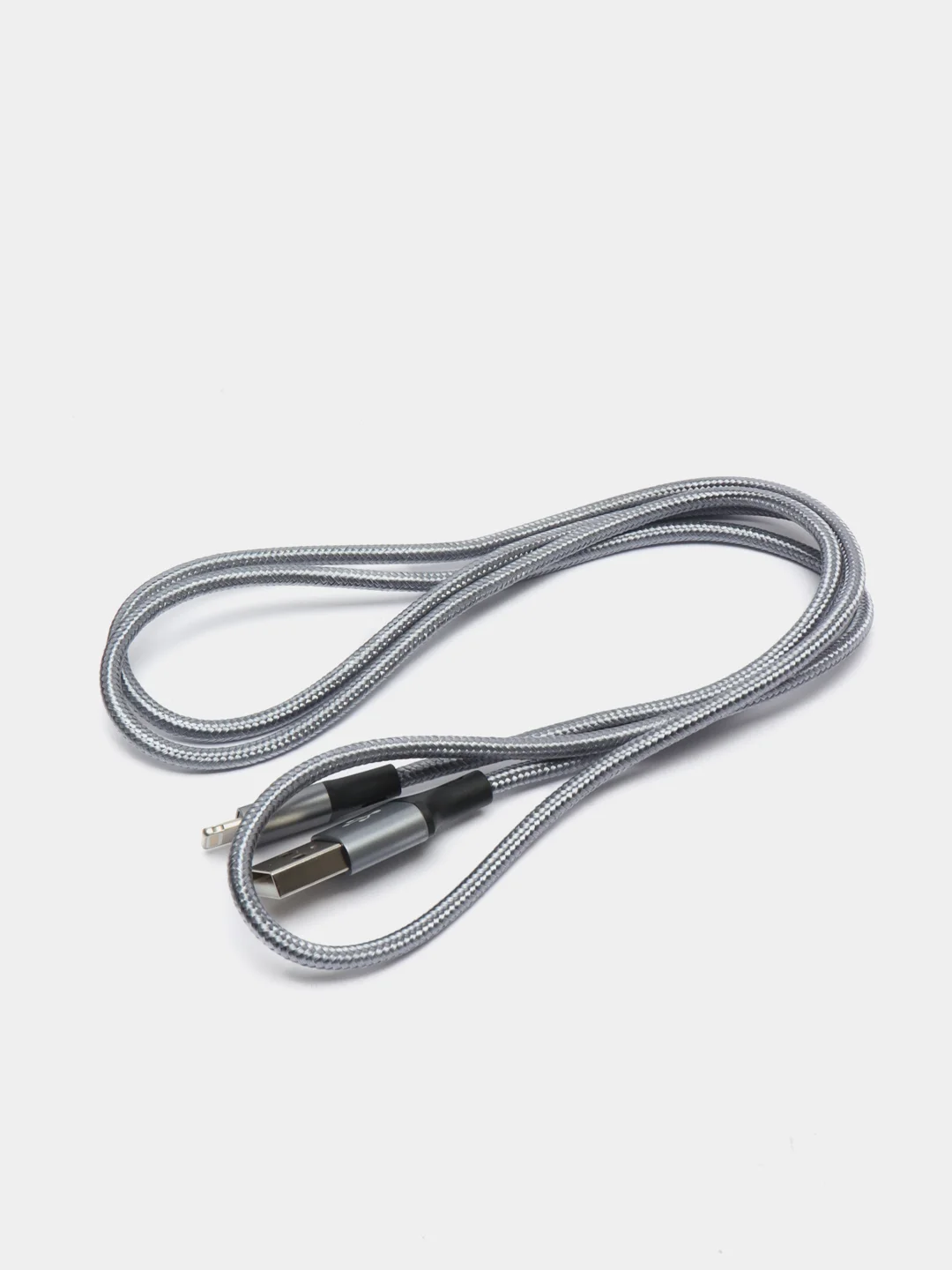Серый кабель Olmio Basic lightning для iPhone (Айфон), c быстрой зарядкой, 1,2 м