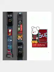 Красный силиконовый ремешок с принтом для Xiaomi Mi Band 7 / 3 / 4 / 5 / 6