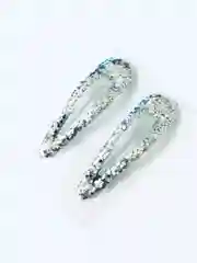 Серебряный заколки клик-клак с глиттером Пайетки, 2 штуки