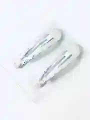 Белый заколки клик-клак с глиттером Пайетки, 2 штуки