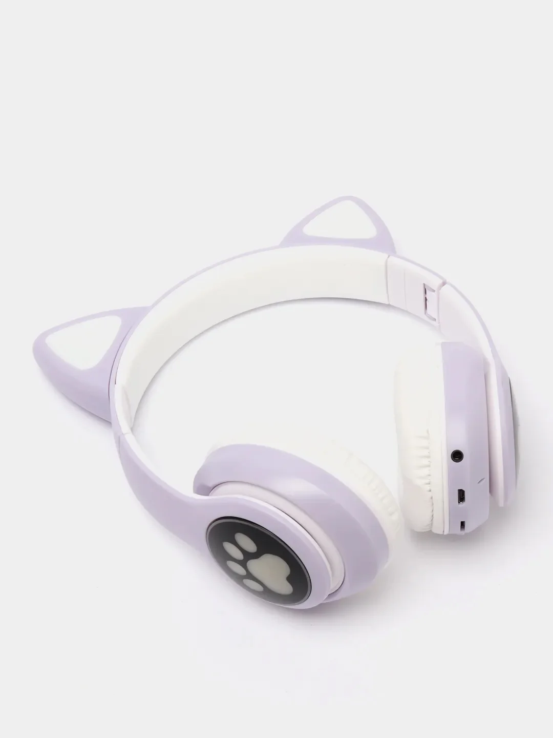 Лавандовый беспроводные Bluetooth наушники c кошачьими ушками cat EAR STN-28, светящиеся