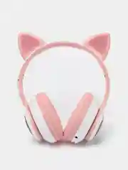 Розовый беспроводные Bluetooth наушники c кошачьими ушками cat EAR STN-28, светящиеся