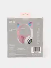 Розовый беспроводные Bluetooth наушники c кошачьими ушками cat EAR STN-28, светящиеся