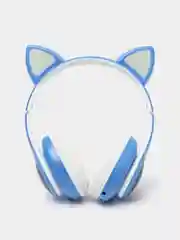 Синий беспроводные Bluetooth наушники c кошачьими ушками cat EAR STN-28, светящиеся