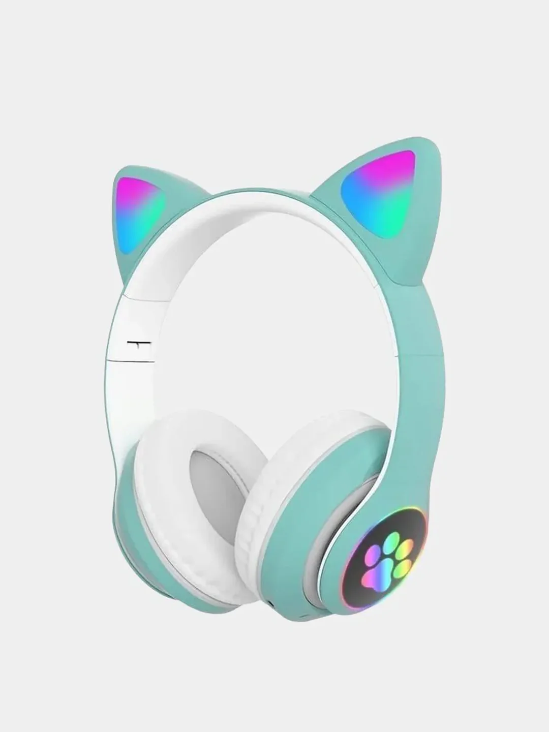 Мятный беспроводные Bluetooth наушники c кошачьими ушками cat EAR STN-28, светящиеся