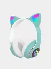 Мятный беспроводные Bluetooth наушники c кошачьими ушками cat EAR STN-28, светящиеся