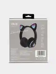 Черный беспроводные Bluetooth наушники c кошачьими ушками cat EAR STN-28, светящиеся