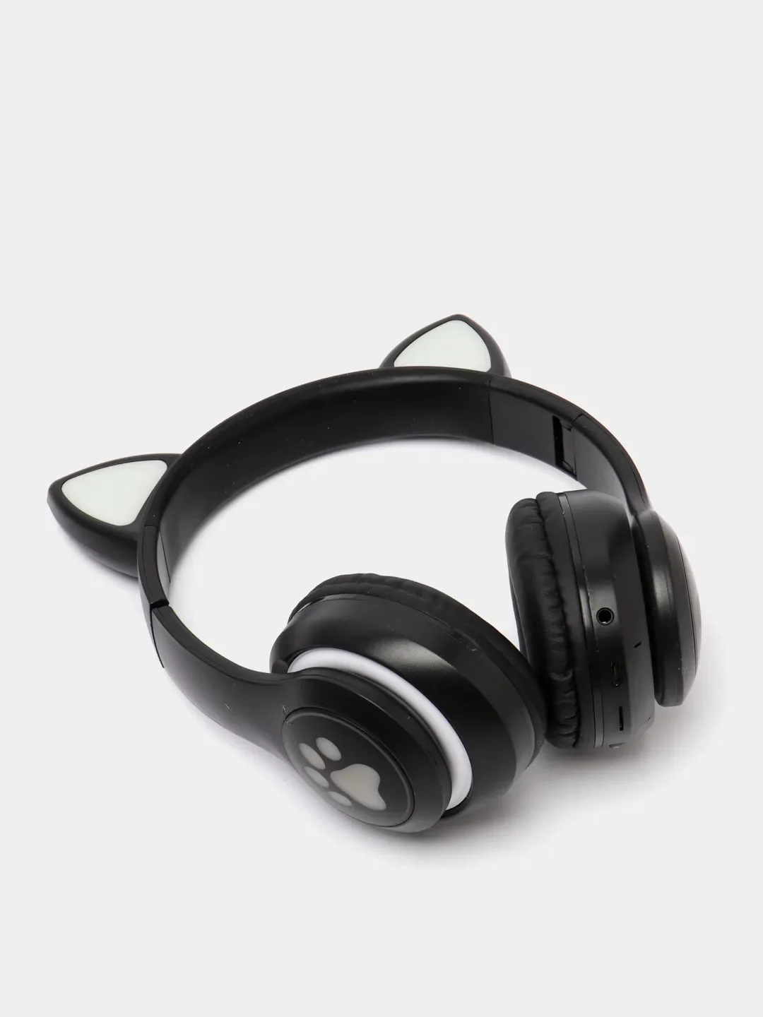 Черный беспроводные Bluetooth наушники c кошачьими ушками cat EAR STN-28, светящиеся