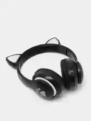 Черный беспроводные Bluetooth наушники c кошачьими ушками cat EAR STN-28, светящиеся