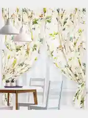 Кремовый комплект штор для кухни с подхватами Altali, хлопок, короткие 2 шт, 138 x 180 см каждая