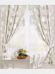 Светло-бежевый комплект штор для кухни Altali, с подхватами, хлопок, 2 штуки, короткие, 138 x 180 см