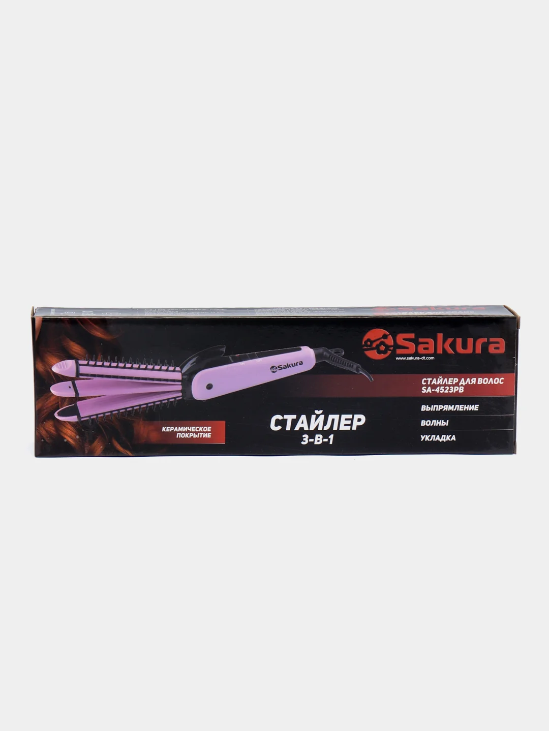 Розовый выпрямитель для волос Sakura SA-4523PB, 3 в 1, 38 Вт