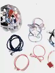 Резинки для волос с камнями, кольцами, бантами, 12 штук