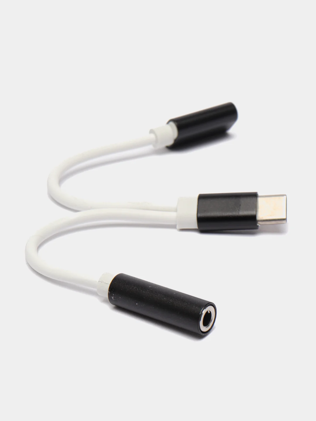 Белый переходник Type-C в AUX мама и USB папа для зарядки