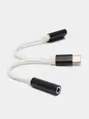 Белый переходник Type-C в AUX мама и USB папа для зарядки