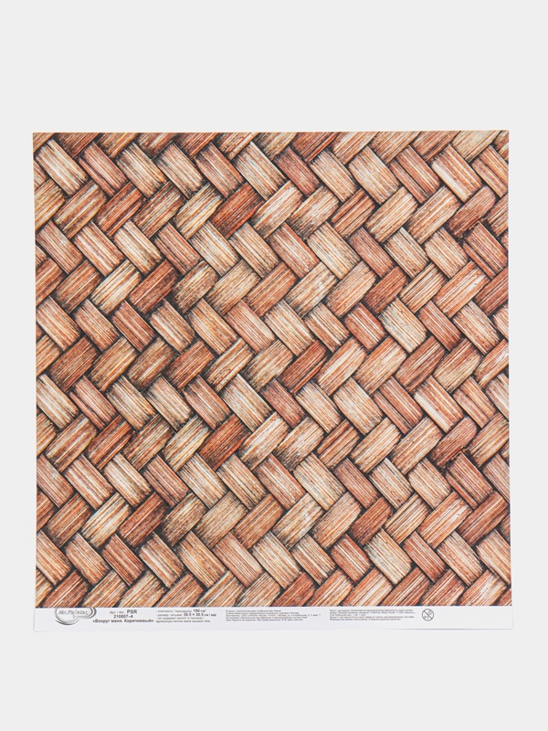 Бумага для скрапбукинга "Вокруг меня. Коричневый №4", 190 г/кв.м, 30.5 x 30.5 см, 2 штуки