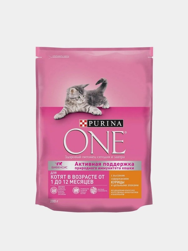 Сухой корм Purina ONE для котят, с курицей и цельными злаками, 200 г
