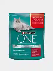 Сухой корм Purina ONE для взрослых кошек, с говядиной и цельными злаками, 750 г