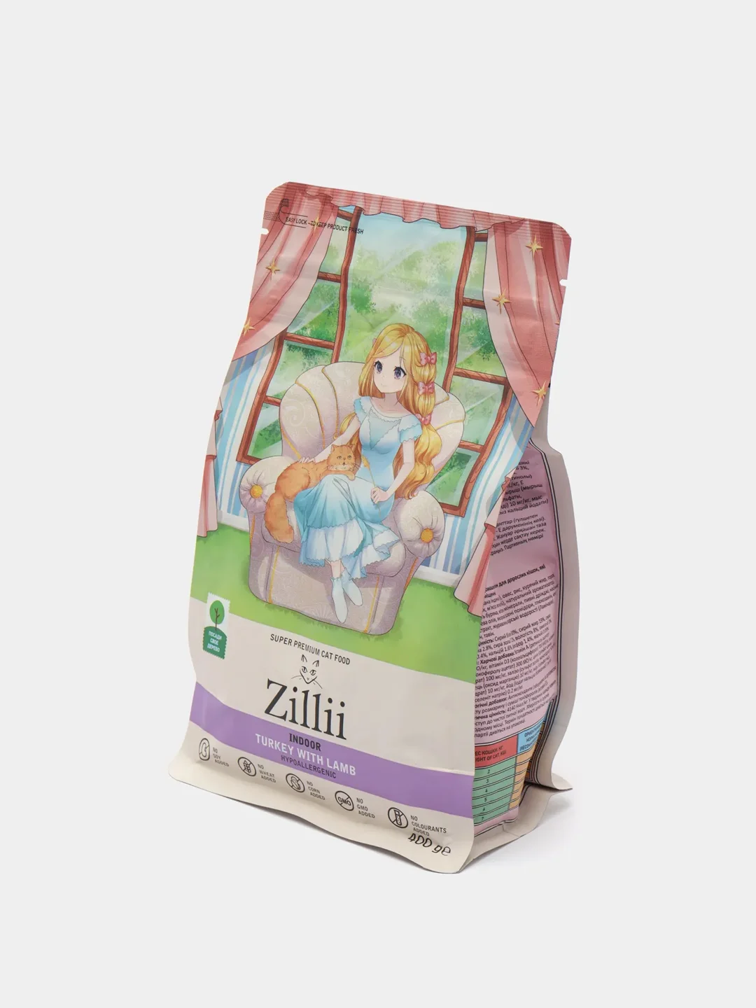 Корм для домашних кошек индейка и ягненок, суперпремиум Zillii Indoor, 400 гр