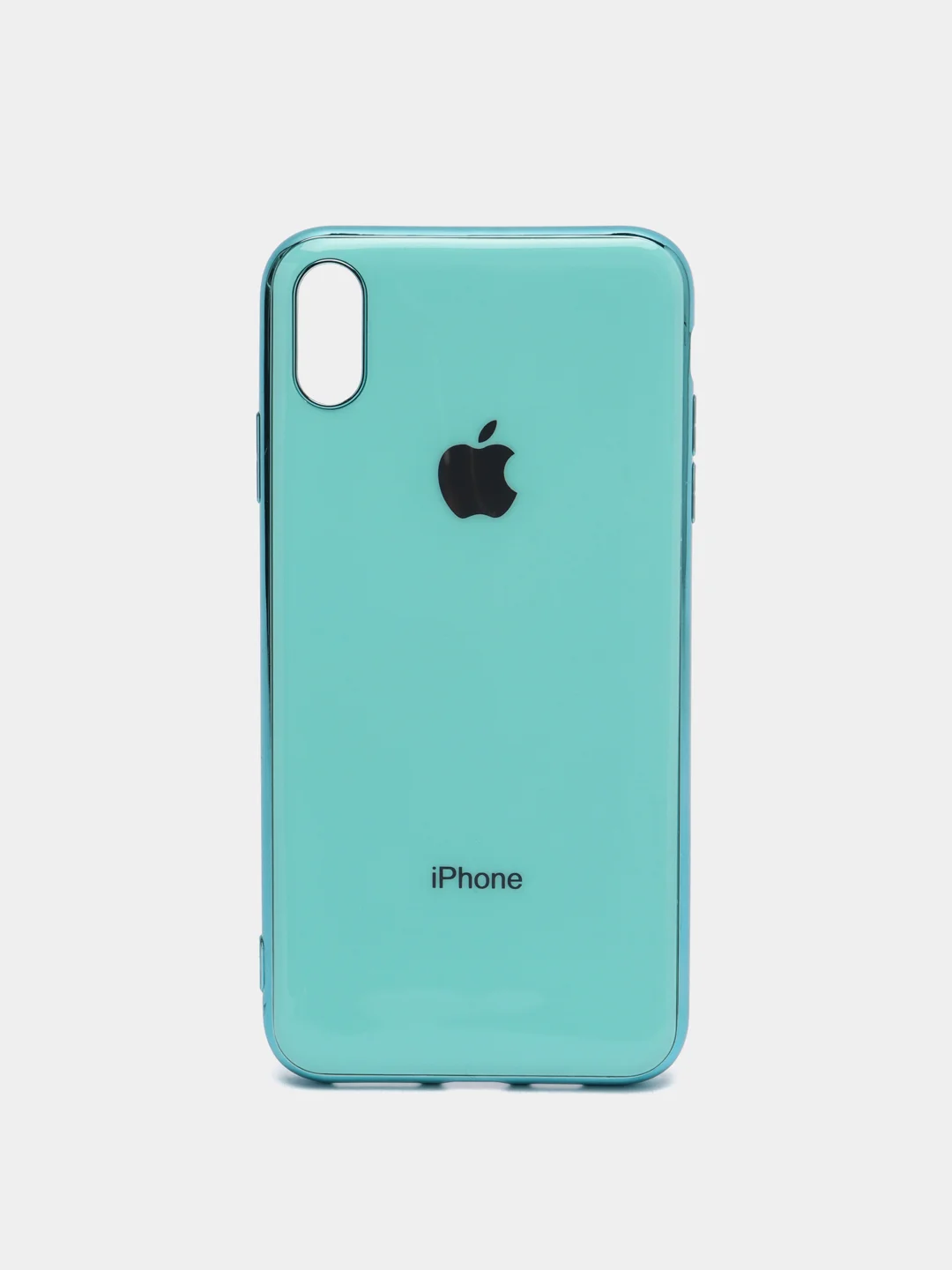 Бирюзовый чехол силиконовый для iPhone Xs Max, цветной, с глянцевой рамкой и логотипом