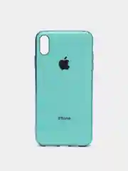 Бирюзовый чехол силиконовый для iPhone Xs Max, цветной, с глянцевой рамкой и логотипом