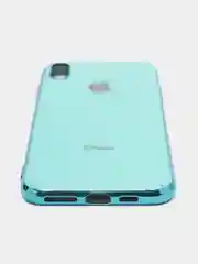 Бирюзовый чехол силиконовый для iPhone Xs Max, цветной, с глянцевой рамкой и логотипом