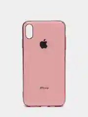 Розовый чехол силиконовый для iPhone Xs Max, цветной, с глянцевой рамкой и логотипом