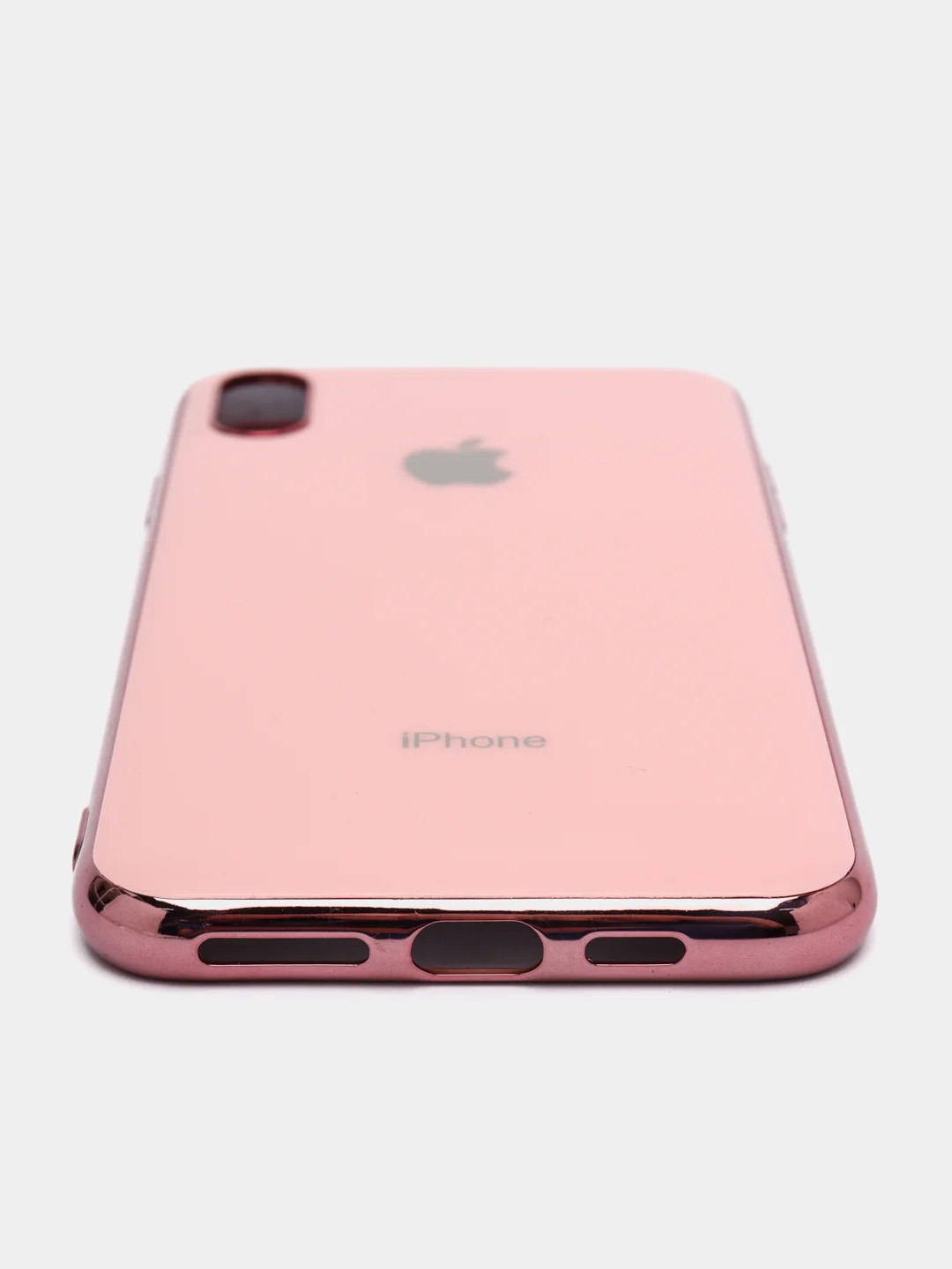 Розовый чехол силиконовый для iPhone Xs Max, цветной, с глянцевой рамкой и логотипом