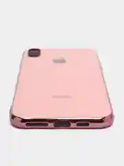 Розовый чехол силиконовый для iPhone Xs Max, цветной, с глянцевой рамкой и логотипом
