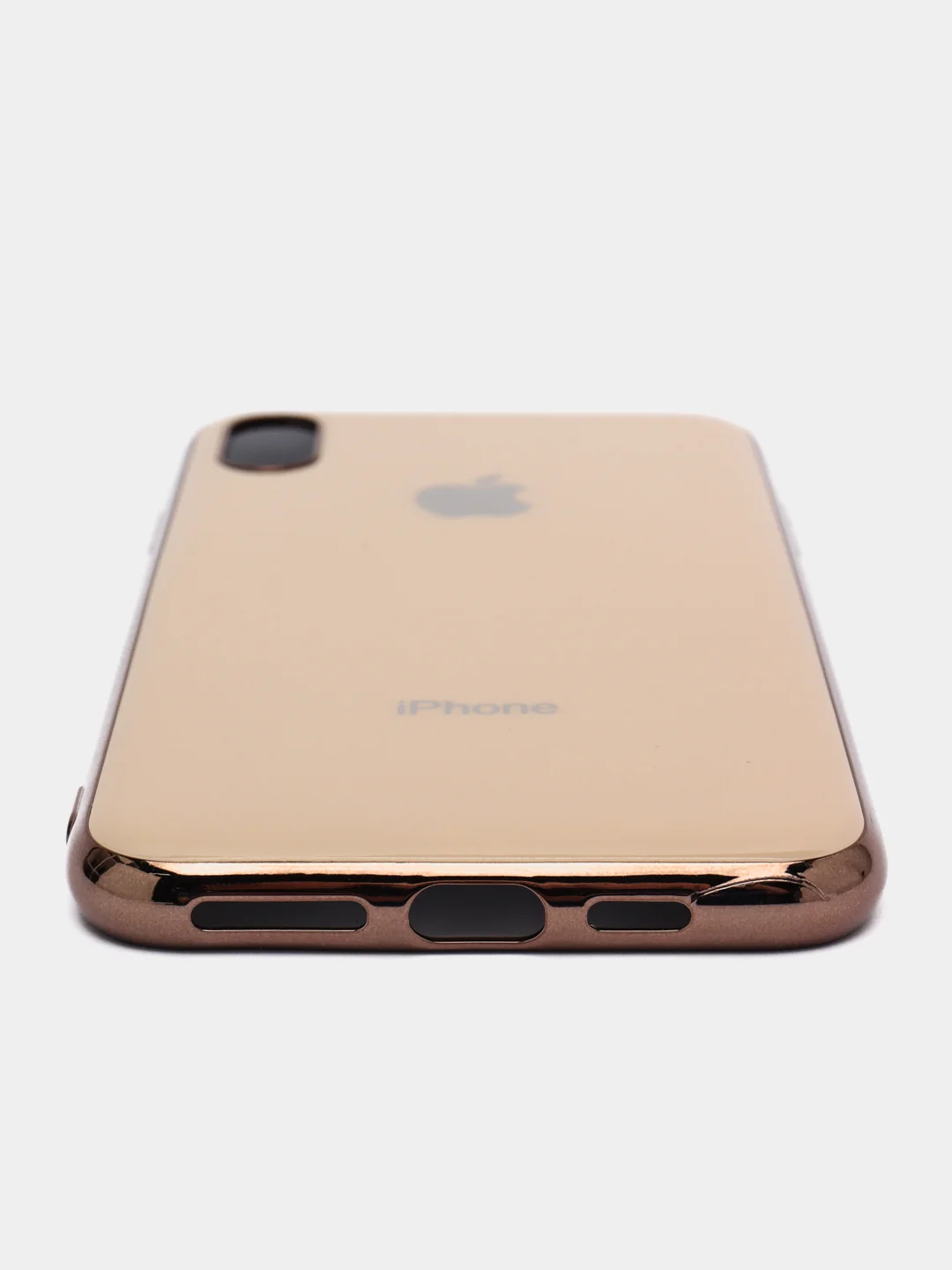 Бежевый чехол силиконовый для iPhone Xs Max, цветной, с глянцевой рамкой и логотипом