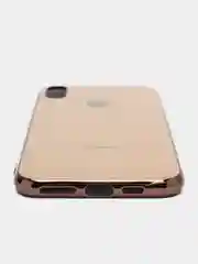 Бежевый чехол силиконовый для iPhone Xs Max, цветной, с глянцевой рамкой и логотипом