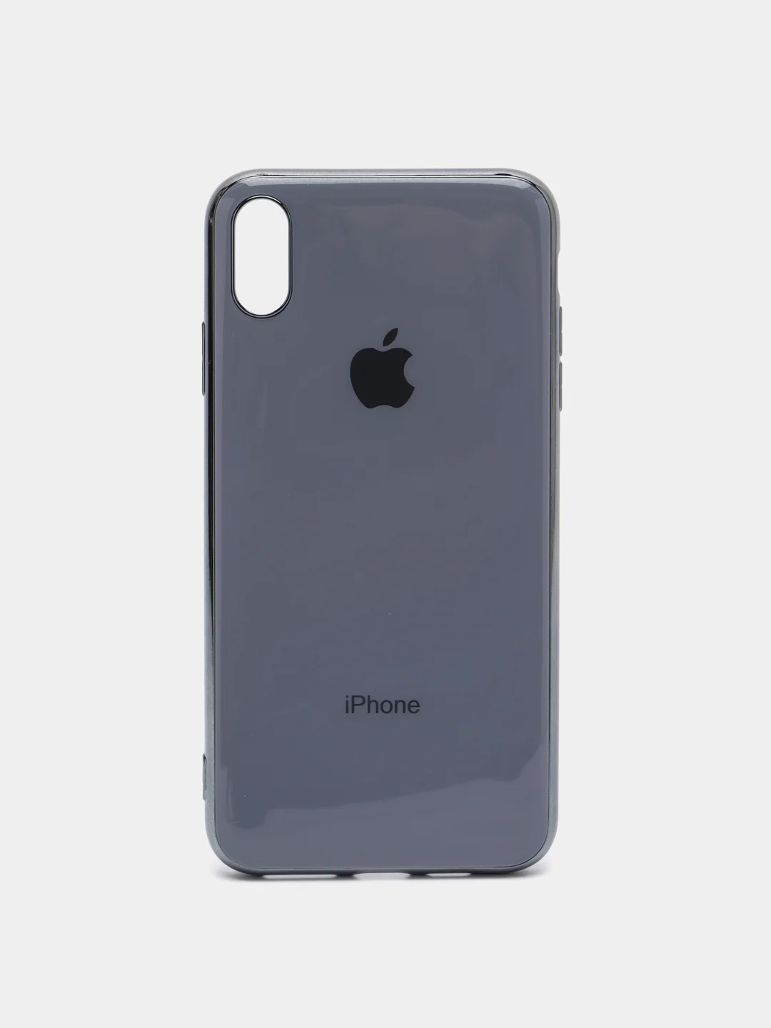 Серый меланж чехол силиконовый для iPhone Xs Max, цветной, с глянцевой рамкой и логотипом