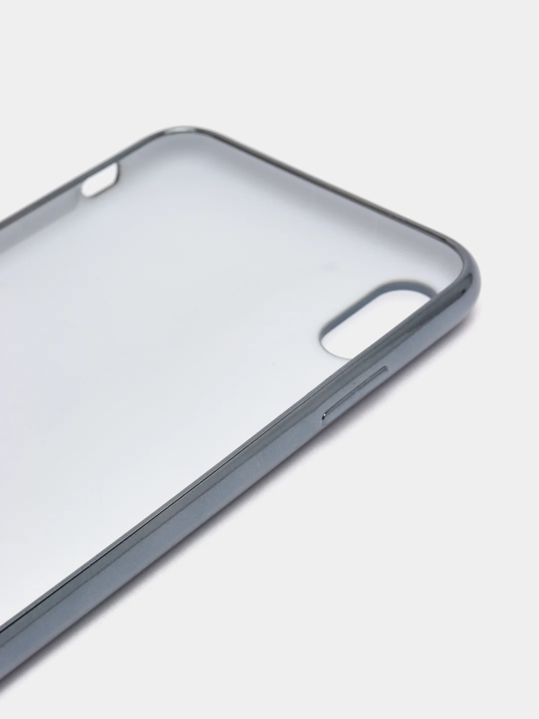 Серый меланж чехол силиконовый для iPhone Xs Max, цветной, с глянцевой рамкой и логотипом