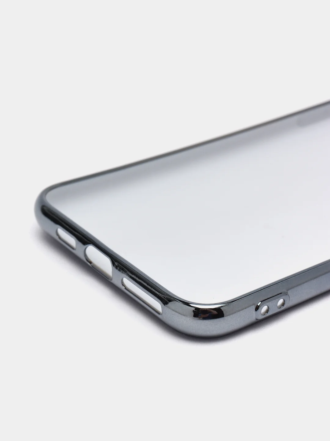 Серый меланж чехол силиконовый для iPhone Xs Max, цветной, с глянцевой рамкой и логотипом