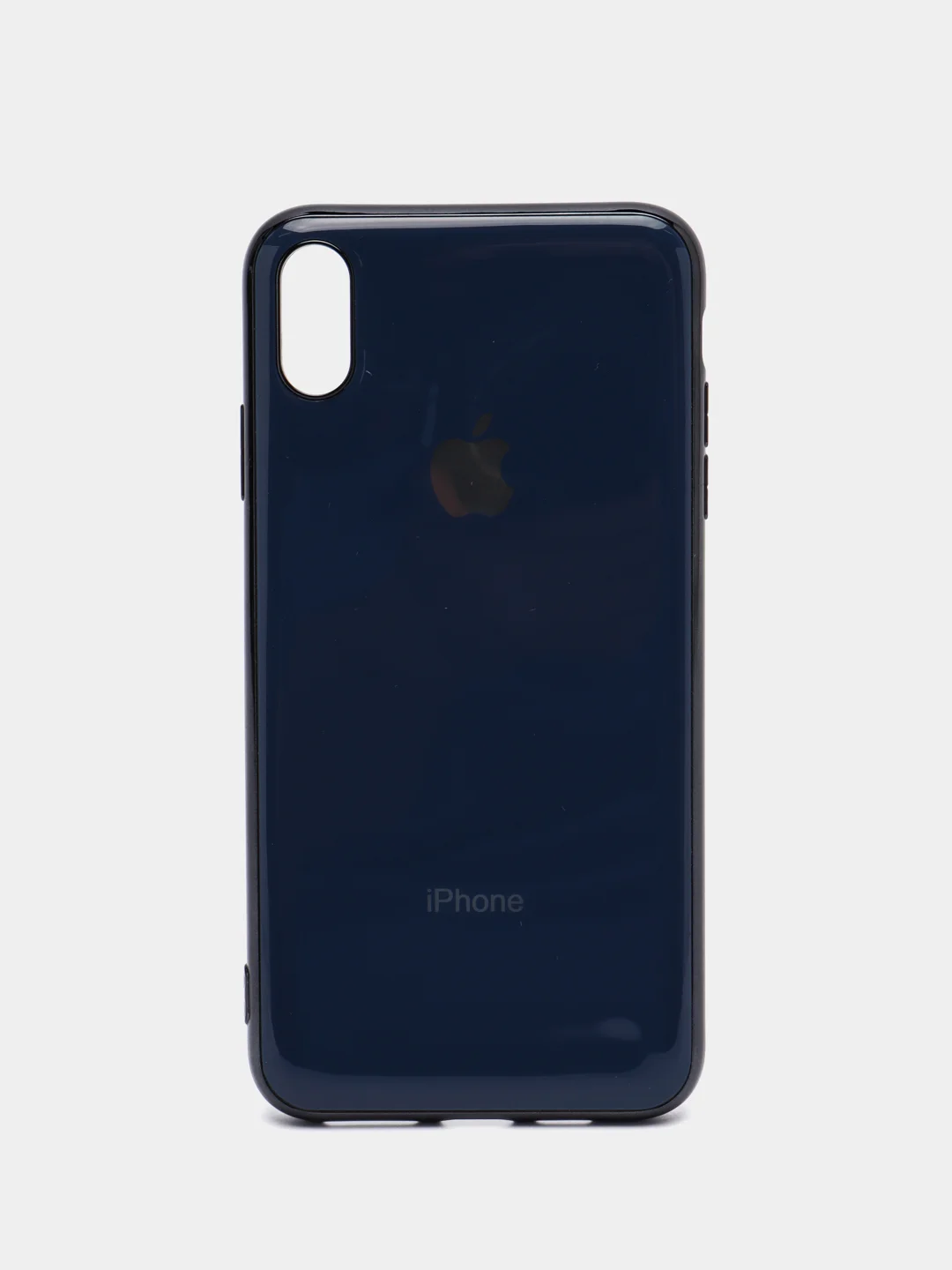 Темно-синий чехол силиконовый для iPhone Xs Max, цветной, с глянцевой рамкой и логотипом