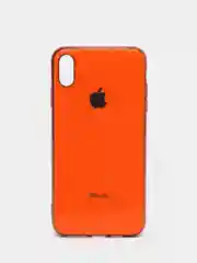 Оранжевый чехол силиконовый для iPhone Xs Max, цветной, с глянцевой рамкой и логотипом