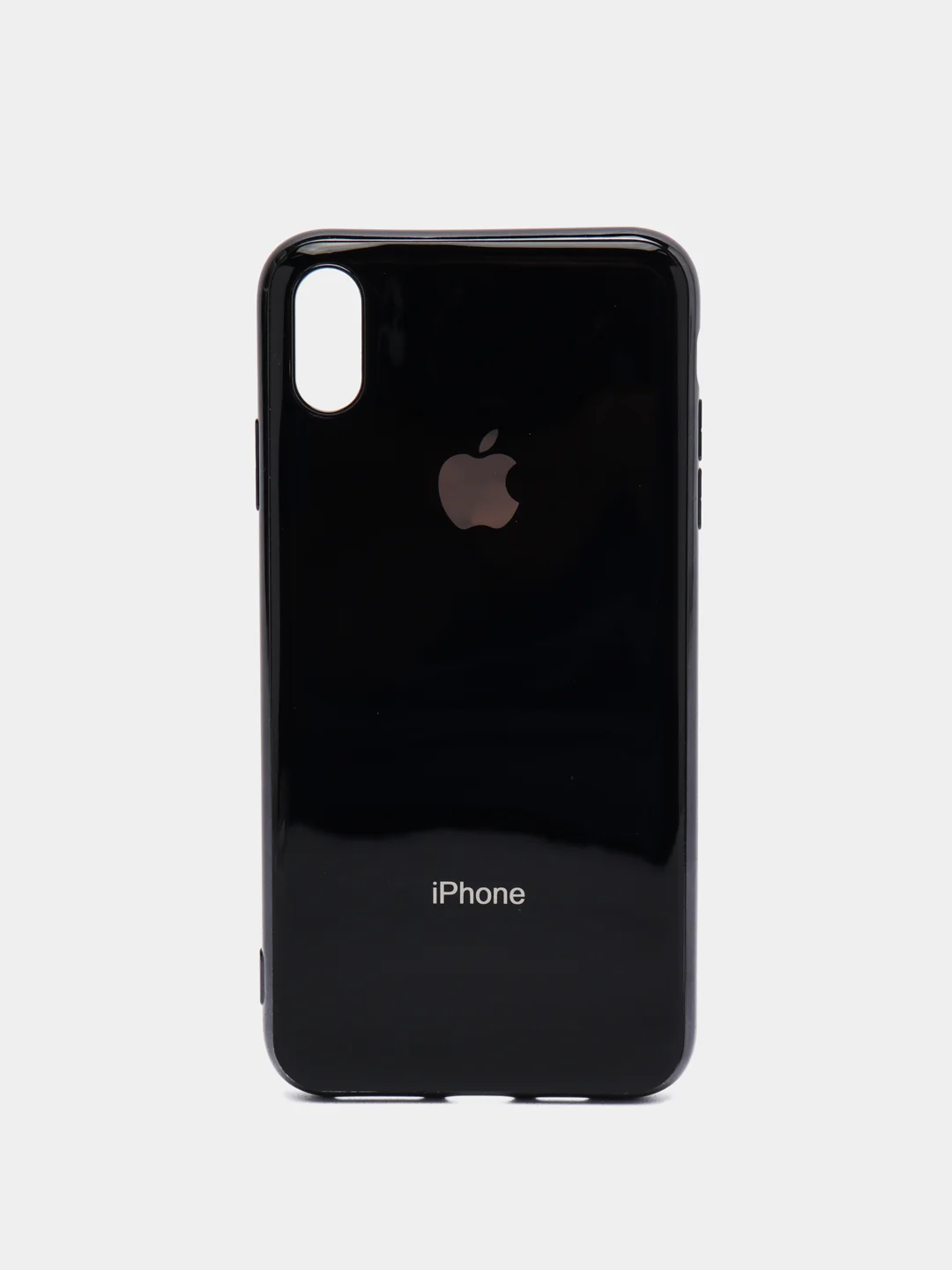 Черный чехол силиконовый для iPhone Xs Max, цветной, с глянцевой рамкой и логотипом